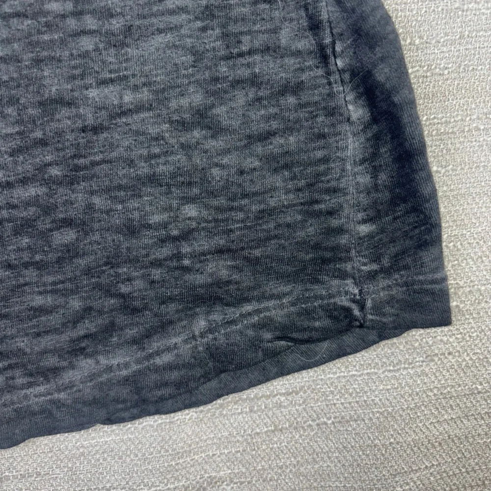 Free People Charcoal Gray Sequin Bib Henley Long Sleeve Burnout Top Large